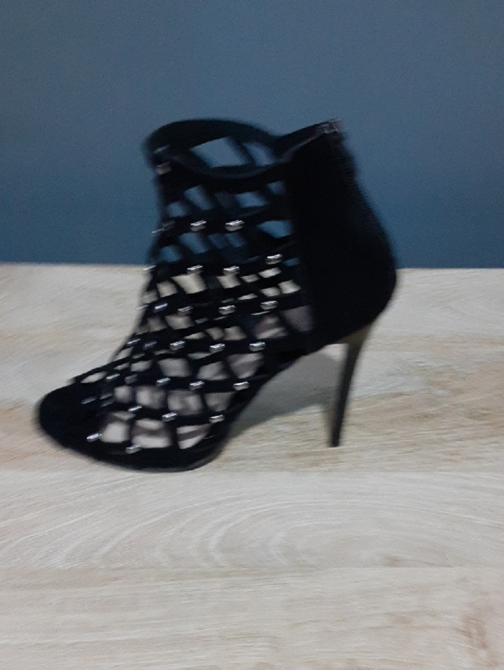 Black Cage Stiletto Heel Sandal - Women